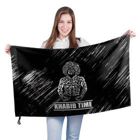Флаг 3D с принтом KHABIB в Петрозаводске, 100% полиэстер | плотность ткани — 95 г/м2, размер — 67 х 109 см. Принт наносится с одной стороны | khabib | боец | борец | мма | нурмагомедов | орёл | хабиб