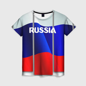 Женская футболка 3D с принтом Россия. в Петрозаводске, 100% полиэфир ( синтетическое хлопкоподобное полотно) | прямой крой, круглый вырез горловины, длина до линии бедер | 8 | 8 марта | russia | весна | женский день | идея подарка | любимой | март | международный женский день | наша раша | патриотизм | подарок | праздник | раша | россия | россия 2020 | ст | штамп | я русский