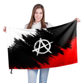 Флаг 3D с принтом АНАРХИЯ в Петрозаводске, 100% полиэстер | плотность ткани — 95 г/м2, размер — 67 х 109 см. Принт наносится с одной стороны | anarchy | riot | rock | анархия | бунт | знаки | музыка | панки | рок | символ