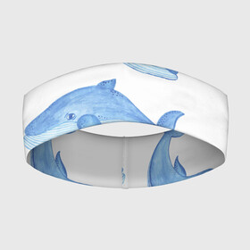 Повязка на голову 3D с принтом Косяк китов в Петрозаводске,  |  | арт | карандашом | кит | киты | красками | море | моря | океан | океаны | под водой | рисунок