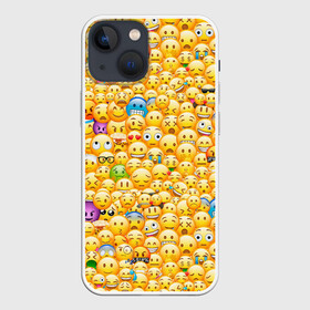 Чехол для iPhone 13 mini с принтом Смайлики Emoji в Петрозаводске,  |  | emoji | smile | sticker | грусть | любовь | печаль | плачь | смайлики | стикеры | текстура | улыбка | эмоджи | эмодзи