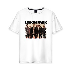 Женская футболка хлопок Oversize с принтом LINKIN PARK в Петрозаводске, 100% хлопок | свободный крой, круглый ворот, спущенный рукав, длина до линии бедер
 | chester bennington | linkin park | mike shinoda | альтернативный метал | альтернативный рок | линкин парк | майк шинода | ню метал | поп музыка | поп рок | рэп метал | рэп рок | электроник рок