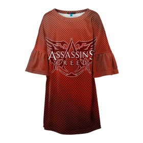 Детское платье 3D с принтом Assassin’s Creed. в Петрозаводске, 100% полиэстер | прямой силуэт, чуть расширенный к низу. Круглая горловина, на рукавах — воланы | game | stream | ассасин крид | ассасинc | ассасины | видеоигра | война | дезмонд майлс | игра | стрим | тамплиеры