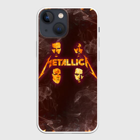 Чехол для iPhone 13 mini с принтом Metallica | Fire Rock (Z) в Петрозаводске,  |  | james alan hetfield | джеймс хетфилд | кирк хэмметт | ларс ульрих | металлика | музыка | роберт трухильо | трэш метал | хеви метал