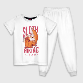 Детская пижама хлопок с принтом Ленивец в Петрозаводске, 100% хлопок |  брюки и футболка прямого кроя, без карманов, на брюках мягкая резинка на поясе и по низу штанин
 | camping | hiking | outdoor | sloth | кемпинг | ленивец | ленивцы
