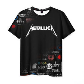 Мужская футболка 3D с принтом Metallica в Петрозаводске, 100% полиэфир | прямой крой, круглый вырез горловины, длина до линии бедер | james alan hetfield | джеймс хетфилд | кирк хэмметт | ларс ульрих | металлика | музыка | роберт трухильо | трэш метал | хеви метал