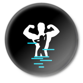 Значок с принтом титан в Петрозаводске,  металл | круглая форма, металлическая застежка в виде булавки | crossfit | sport | бодибилдинг | зал | мужчина | мускулы | мышцы | сила | спорт | фитнес