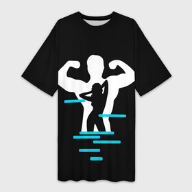 Платье-футболка 3D с принтом титан в Петрозаводске,  |  | crossfit | sport | бодибилдинг | зал | мужчина | мускулы | мышцы | сила | спорт | фитнес
