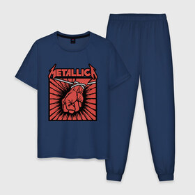 Мужская пижама хлопок с принтом Metallica в Петрозаводске, 100% хлопок | брюки и футболка прямого кроя, без карманов, на брюках мягкая резинка на поясе и по низу штанин
 | james alan hetfield | rock | джеймс хетфилд | кирк хэмметт | ларс ульрих | металлика | музыка | роберт трухильо | рок | трэш метал | хеви метал