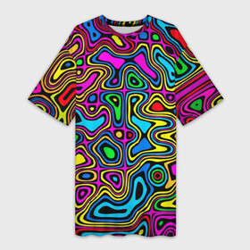 Платье-футболка 3D с принтом Психоделика в Петрозаводске,  |  | acid | hyper | neon | абстракция | дискотека | кислота | кислотная футболка | кислотный | клуб | клубная | неон | неоновый свет | ночной | растаман | трип | хайп | хайпер | яркий