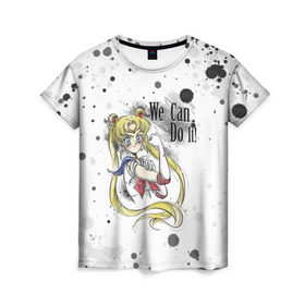 Женская футболка 3D с принтом Sailor Moon. We can do it! в Петрозаводске, 100% полиэфир ( синтетическое хлопкоподобное полотно) | прямой крой, круглый вырез горловины, длина до линии бедер | ami | girl | mizuno | moon | sailor | tsukino | usagi | ами | банни | волшебница | девушка | малышка | махо сёдзё | мидзуно | минако | мун | рэй | сейлор | усаги | хино | цукино | чибиуса