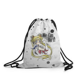 Рюкзак-мешок 3D с принтом Sailor Moon. We can do it! в Петрозаводске, 100% полиэстер | плотность ткани — 200 г/м2, размер — 35 х 45 см; лямки — толстые шнурки, застежка на шнуровке, без карманов и подкладки | ami | girl | mizuno | moon | sailor | tsukino | usagi | ами | банни | волшебница | девушка | малышка | махо сёдзё | мидзуно | минако | мун | рэй | сейлор | усаги | хино | цукино | чибиуса