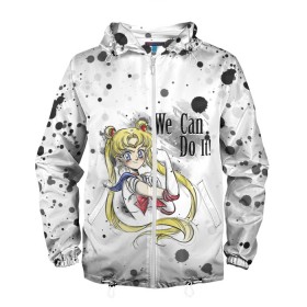 Мужская ветровка 3D с принтом Sailor Moon. We can do it! в Петрозаводске, 100% полиэстер | подол и капюшон оформлены резинкой с фиксаторами, два кармана без застежек по бокам, один потайной карман на груди | ami | girl | mizuno | moon | sailor | tsukino | usagi | ами | банни | волшебница | девушка | малышка | махо сёдзё | мидзуно | минако | мун | рэй | сейлор | усаги | хино | цукино | чибиуса