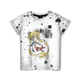 Детская футболка 3D с принтом Sailor Moon. We can do it! в Петрозаводске, 100% гипоаллергенный полиэфир | прямой крой, круглый вырез горловины, длина до линии бедер, чуть спущенное плечо, ткань немного тянется | Тематика изображения на принте: ami | girl | mizuno | moon | sailor | tsukino | usagi | ами | банни | волшебница | девушка | малышка | махо сёдзё | мидзуно | минако | мун | рэй | сейлор | усаги | хино | цукино | чибиуса