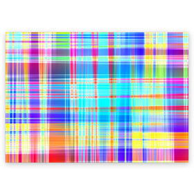 Поздравительная открытка с принтом Неоновая сетка в Петрозаводске, 100% бумага | плотность бумаги 280 г/м2, матовая, на обратной стороне линовка и место для марки
 | неон | неоновая сетка | неоновый принт | палитра цветов | сетка | спектр цветов | текстуры
