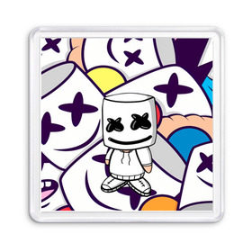 Магнит 55*55 с принтом MARSHMELLO в Петрозаводске, Пластик | Размер: 65*65 мм; Размер печати: 55*55 мм | marshmello | music | зефир | зефирка | маршиеллоу | маска | музыка | музыкант