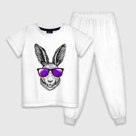 Детская пижама хлопок с принтом Клевый заяц в Петрозаводске, 100% хлопок |  брюки и футболка прямого кроя, без карманов, на брюках мягкая резинка на поясе и по низу штанин
 | заяц | заяц в очках | крутой | кул | солнечные очки