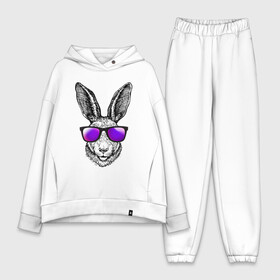 Женский костюм хлопок Oversize с принтом Клевый заяц в Петрозаводске,  |  | заяц | заяц в очках | крутой | кул | солнечные очки