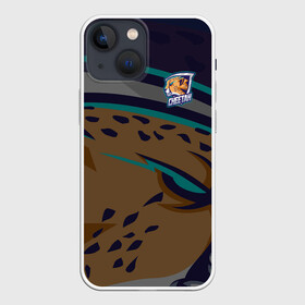 Чехол для iPhone 13 mini с принтом Форма Cheetah в Петрозаводске,  |  | design | logo | mascot | баскетбол | гепард | герои | животное | звери | зверь | киберспорт | кошка | охота | рысь | спортивная | стиль | талисман | фитнес | форма | футбол | хищник | яркие