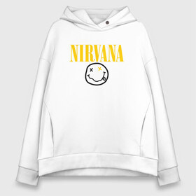 Женское худи Oversize хлопок с принтом NIRVANA в Петрозаводске, френч-терри — 70% хлопок, 30% полиэстер. Мягкий теплый начес внутри —100% хлопок | боковые карманы, эластичные манжеты и нижняя кромка, капюшон на магнитной кнопке | cobain | kurt donald cobain | nirvana | smile | альтернативный рок | гранж | дэйв грол | крист новоселич | курт кобейн | нирвана | смайл