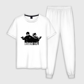 Мужская пижама хлопок с принтом Resident evil в Петрозаводске, 100% хлопок | брюки и футболка прямого кроя, без карманов, на брюках мягкая резинка на поясе и по низу штанин
 | 