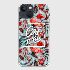 Чехол для iPhone 13 mini с принтом Girl Can в Петрозаводске,  |  | girl | woman | девушкам | девушки | листья | подарок | тропические цветы | фламинго | цветы