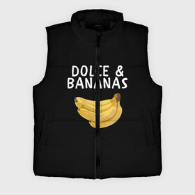 Мужской жилет утепленный 3D с принтом Dolce and Bananas в Петрозаводске,  |  | banana | dolce and gabbana | банан | бананы | дольче и габбана | на английском | на иностранном | надписи на английском | надпись | прикольные надписи | слово | слоган | со словом | чёрно белая