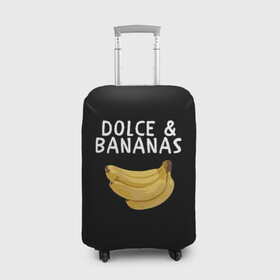 Чехол для чемодана 3D с принтом Dolce and Bananas в Петрозаводске, 86% полиэфир, 14% спандекс | двустороннее нанесение принта, прорези для ручек и колес | banana | dolce and gabbana | банан | бананы | дольче и габбана | на английском | на иностранном | надписи на английском | надпись | прикольные надписи | слово | слоган | со словом | чёрно белая