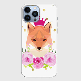 Чехол для iPhone 13 Pro Max с принтом Лиса в Петрозаводске,  |  | горошек | корона | лиса | роза | розовый.цветок