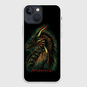 Чехол для iPhone 13 mini с принтом THE ELDER SCROLLS в Петрозаводске,  |  | dovahkiin | dragonborn | fus ro dah | rpg | skyrim | tes | tes skyrim | the elder scrolls | the elder scrolls skyrim | докавин | рпг | скайрим