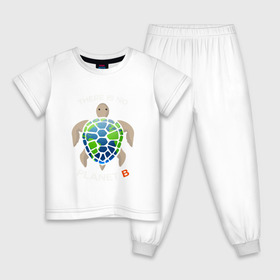 Детская пижама хлопок с принтом Theres no planet B в Петрозаводске, 100% хлопок |  брюки и футболка прямого кроя, без карманов, на брюках мягкая резинка на поясе и по низу штанин
 | save the planet | земля | планета | черепаха | экология