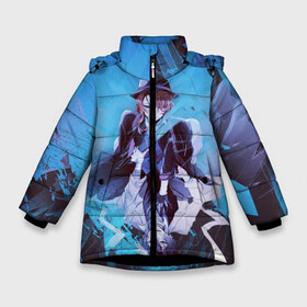 Зимняя куртка для девочек 3D с принтом Osamu and Chuya в Петрозаводске, ткань верха — 100% полиэстер; подклад — 100% полиэстер, утеплитель — 100% полиэстер. | длина ниже бедра, удлиненная спинка, воротник стойка и отстегивающийся капюшон. Есть боковые карманы с листочкой на кнопках, утяжки по низу изделия и внутренний карман на молнии. 

Предусмотрены светоотражающий принт на спинке, радужный светоотражающий элемент на пуллере молнии и на резинке для утяжки. | bungou stray dogs | chuya nakahara | osamu dazai | аниме | великие из бродячих псов | осаму дазай | чуя накахару