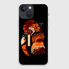 Чехол для iPhone 13 mini с принтом JAPAN FOX | ЯПОНСКАЯ ЛИСА в Петрозаводске,  |  | fox | japan | orange | sakura | знаки | иероглифы | лиса | сакура | символы | фудзияма | япония