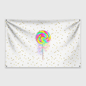 Флаг-баннер с принтом Леденец в Петрозаводске, 100% полиэстер | размер 67 х 109 см, плотность ткани — 95 г/м2; по краям флага есть четыре люверса для крепления | бант | десерт | конфеты | леденец | розовый | сахар | сладкий | сладости