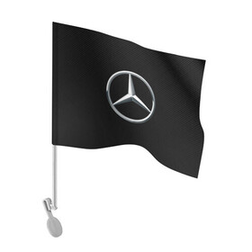 Флаг для автомобиля с принтом MERCEDES-BENZ CARBON | МЕРСЕДЕС в Петрозаводске, 100% полиэстер | Размер: 30*21 см | amg | auto | carbon | mercedes | sport | авто | автомобиль | автомобильные | амг | бренд | карбон | марка | машины | мерседес | спорт