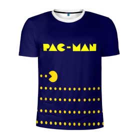 Мужская футболка 3D спортивная с принтом PAC-MAN в Петрозаводске, 100% полиэстер с улучшенными характеристиками | приталенный силуэт, круглая горловина, широкие плечи, сужается к линии бедра | 1980 | game | ghostbusters | pac man | игра | монстры | охотники за привидениями | пэкмен | уровень | ход
