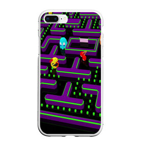 Чехол для iPhone 7Plus/8 Plus матовый с принтом PAC-MAN 3D в Петрозаводске, Силикон | Область печати: задняя сторона чехла, без боковых панелей | 1980 | game | ghostbusters | pac man | игра | монстры | охотники за привидениями | пэкмен | уровень | ход