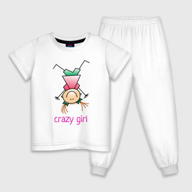 Детская пижама хлопок с принтом Crazy girl в Петрозаводске, 100% хлопок |  брюки и футболка прямого кроя, без карманов, на брюках мягкая резинка на поясе и по низу штанин
 | crazy | веселая | девочка | девчонка | детский | дочка | жизнерадостная | забавная | любимая | перевернутая | подруга | рисунок | сумасшедшая | энергичная