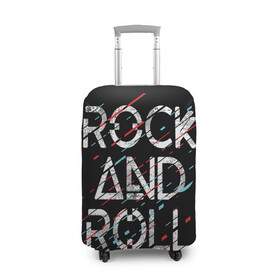 Чехол для чемодана 3D с принтом Rock And Roll в Петрозаводске, 86% полиэфир, 14% спандекс | двустороннее нанесение принта, прорези для ручек и колес | модный | музыка | надписи | надпись | песня | рок н ролл | символы | сообщение | танец | текст | фраза | цитаты | черный