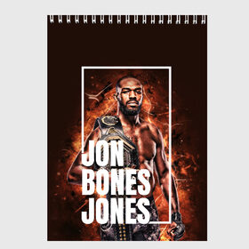 Скетчбук с принтом Jon Jones в Петрозаводске, 100% бумага
 | 48 листов, плотность листов — 100 г/м2, плотность картонной обложки — 250 г/м2. Листы скреплены сверху удобной пружинной спиралью | Тематика изображения на принте: bones jones | jon bones jones | jon jones | jonny bones | jonnybones | mma | ufc | джон джонс | мма