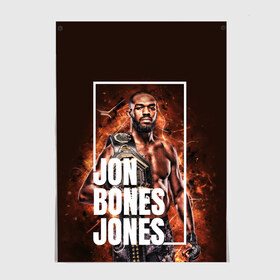 Постер с принтом Jon Jones в Петрозаводске, 100% бумага
 | бумага, плотность 150 мг. Матовая, но за счет высокого коэффициента гладкости имеет небольшой блеск и дает на свету блики, но в отличии от глянцевой бумаги не покрыта лаком | Тематика изображения на принте: bones jones | jon bones jones | jon jones | jonny bones | jonnybones | mma | ufc | джон джонс | мма