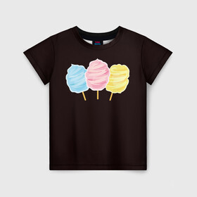 Детская футболка 3D с принтом Сладкая вата в Петрозаводске, 100% гипоаллергенный полиэфир | прямой крой, круглый вырез горловины, длина до линии бедер, чуть спущенное плечо, ткань немного тянется | Тематика изображения на принте: вата | воздушная | воздушная вата | летнее настроение | сладкоежка
