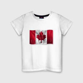 Детская футболка хлопок с принтом Канада в Петрозаводске, 100% хлопок | круглый вырез горловины, полуприлегающий силуэт, длина до линии бедер | 3d | 3д | canada | государственный | государство | канада | канадец | канадский | канадцы | клён | лист | листья | объёмный | страна | страны | туристические | туристический | флаг | флаги | флажки | флажок