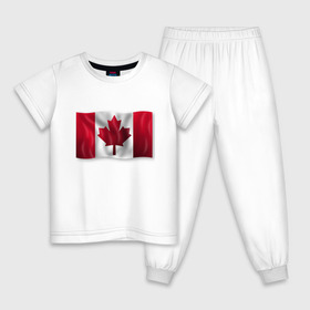 Детская пижама хлопок с принтом Канада в Петрозаводске, 100% хлопок |  брюки и футболка прямого кроя, без карманов, на брюках мягкая резинка на поясе и по низу штанин
 | 3d | 3д | canada | государственный | государство | канада | канадец | канадский | канадцы | клён | лист | листья | объёмный | страна | страны | туристические | туристический | флаг | флаги | флажки | флажок