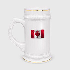 Кружка пивная с принтом Канада в Петрозаводске,  керамика (Материал выдерживает высокую температуру, стоит избегать резкого перепада температур) |  объем 630 мл | 3d | 3д | canada | государственный | государство | канада | канадец | канадский | канадцы | клён | лист | листья | объёмный | страна | страны | туристические | туристический | флаг | флаги | флажки | флажок