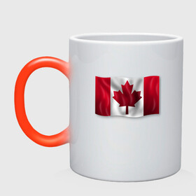 Кружка хамелеон с принтом Канада в Петрозаводске, керамика | меняет цвет при нагревании, емкость 330 мл | 3d | 3д | canada | государственный | государство | канада | канадец | канадский | канадцы | клён | лист | листья | объёмный | страна | страны | туристические | туристический | флаг | флаги | флажки | флажок