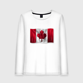 Женский лонгслив хлопок с принтом Канада в Петрозаводске, 100% хлопок |  | 3d | 3д | canada | государственный | государство | канада | канадец | канадский | канадцы | клён | лист | листья | объёмный | страна | страны | туристические | туристический | флаг | флаги | флажки | флажок
