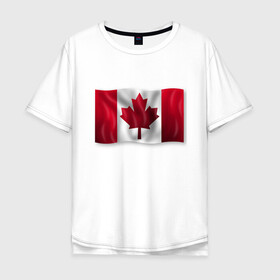 Мужская футболка хлопок Oversize с принтом Канада в Петрозаводске, 100% хлопок | свободный крой, круглый ворот, “спинка” длиннее передней части | 3d | 3д | canada | государственный | государство | канада | канадец | канадский | канадцы | клён | лист | листья | объёмный | страна | страны | туристические | туристический | флаг | флаги | флажки | флажок