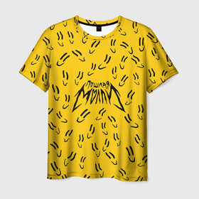 Мужская футболка 3D с принтом Пошлая Молли Смайлики в Петрозаводске, 100% полиэфир | прямой крой, круглый вырез горловины, длина до линии бедер | pop | punk | rock | желтый | лого | панк | паттерн | поп | рок | смайл | смайлик