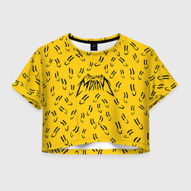 Женская футболка Crop-top 3D с принтом Пошлая Молли Смайлики в Петрозаводске, 100% полиэстер | круглая горловина, длина футболки до линии талии, рукава с отворотами | pop | punk | rock | желтый | лого | панк | паттерн | поп | рок | смайл | смайлик
